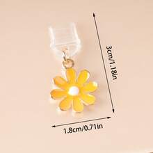 1 pieza Encanto de margarita amarilla/Tapón antipolvo para puerto de carga de teléfono móvil/Colgante decorativo/Adecuado para iPhone/Tipo-C/Conector Android