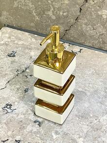 Kreatywna, unikalna, ceramiczna, czarno-biała butelka z dozownikiem mydła, wielokrotnego użytku butelka z pompką do toaletki hotelowej, szampon, żel pod prysznic, kwadratowa butelka na balsam w kształcie wieży, wielofunkcyjna butelka na balsam do toalety hotelowej i biurowej