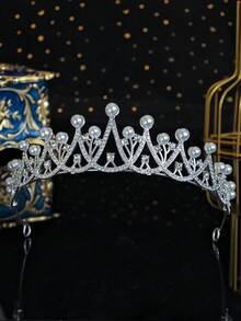 1set Elegant Rhinestone Tiaras Crown For Women Queen Crown Jewelry Set Necklace Earring Princess Wedding Birthday Prom Pageant Party Ceremony Photo Props