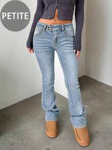 Quần jeans ống loe dáng ôm bất đối xứng thanh lịch mới 2025 dành cho nữ, dáng dài - Rửa nhẹ - Xem 4