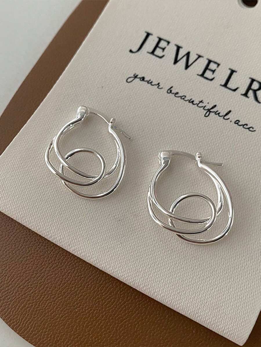 2 Stücke asymmetrische umwickelte Kreis-Ohrringe, minimalistisches Design vielseitige Mode-Creolen