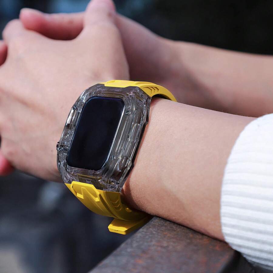 适用于 Series 11 42mm/46mm、Ultra 3/2/1 49mm/44mm/45mm 的透明改装套件，包含表带和表壳，也适用于 Series 10/9/8/7/6/5/4，表壳 + TPU 表带