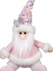 1pc New Christmas Sitting Plush Doll Santa Claus, Snowman, Reindeer, Pink Stuffed Doll, Ideal Gift For Girls, Best Friends, Lovers, Christmas Decoration