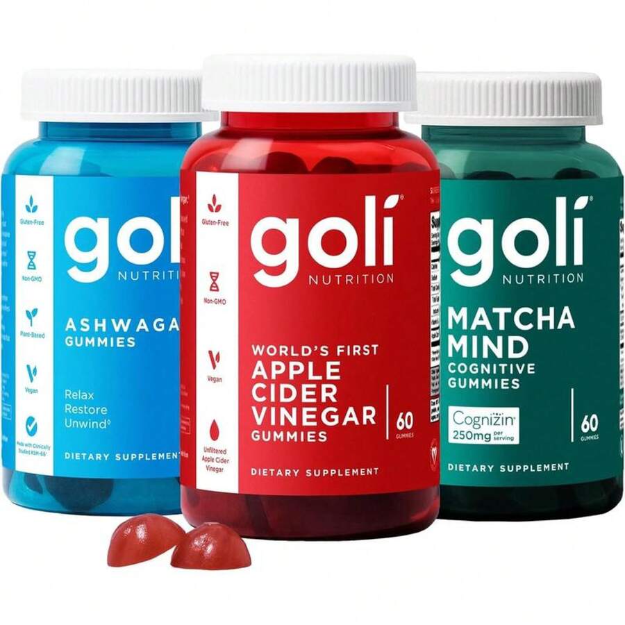 3 Bottles Of Goli Favorites Bundle: Ashwagandha KSM-66, Apple Cider Vinegar, Matcha Mind Supplements With Cognizin, Vitamins D2 And B12 - 1 - Xem 1