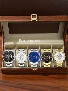 1 件/3 件/5 件/6 件/套男士硅胶赛车运动时尚数字表盘石英表组合套装（无盒） - 均碼 - 查看 12