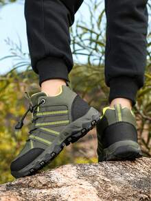Botas de senderismo antichoque y antideslizantes para niños y niñas para uso al aire libre - Verde militar - Ver 6