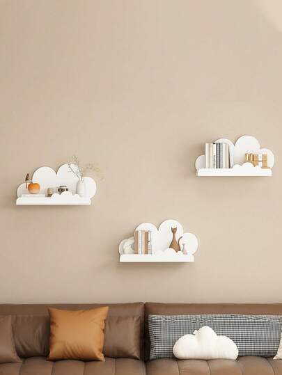 1pc Cloud Shaped Wall Shelf, Kids Room Wall Hanging Storage Rack, Ins Style Entryway Home Decor Panel