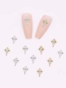 10 pezzi di decorazioni per unghie in metallo mini e raffinate con glitter a forma di croce, accessori fai-da-te per unghie, gemme per unghie, forniture per arte di unghie