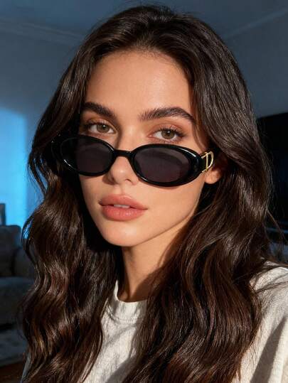 1pc Retro Small Oval Frame High-End Women's Glasses, New Fashion Eyewear For Cross-Border European And American Markets