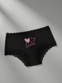 3件装性感可爱粉色、紫红色、心形和豹纹蕾丝花边女士舒适内裤 - 彩色 - 查看 5