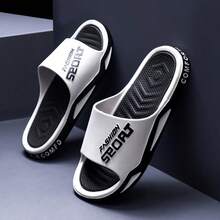 Fashion Men's Sports Slippers - Athletic Sandals With Non-Slip Soles -  Men's Letter Design Slippers - Ideal Choice For Spring/Summer Beaches - 黑與白 - 查看 4