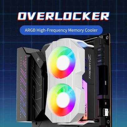 XFENGX - ARGB Dual Fan Black & White Active Memory Cooler, Quiet, Stable, High-Efficiency Memory Cooling Fan