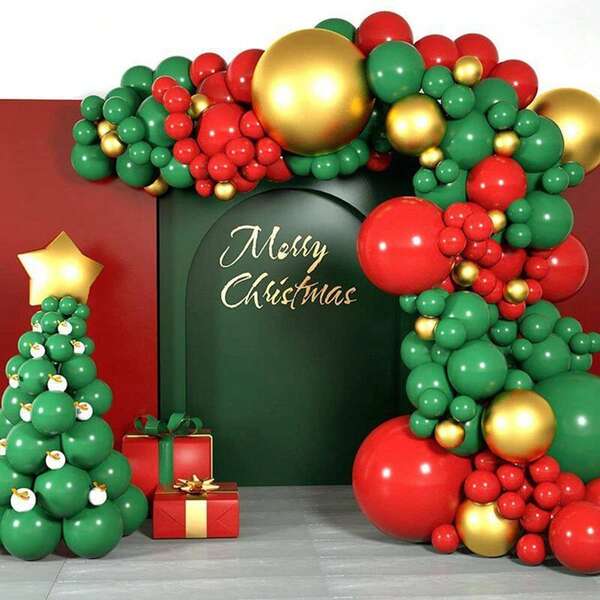 147Pcs Christmas Balloons Garland Arch Kit Christmas Latex Balloon For Festival Christmas New Year Party Decorations