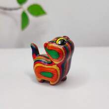 قطعة واحدة من تمثال القطة الخشبي اليدوي الجميل - نسيج خشبي طبيعي فريد، هدية مثالية للأصدقاء، لا يتطلب كهرباء (لون حبيبات الخشب عشوائي)