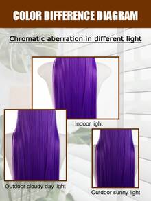 40英寸超长直发cosplay假发，中分，万圣节假发，耐热合成假发，女士款 - 紫色 - 查看 10