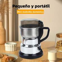 Molino de Cafe en Grano y Especias Molinillo Eléctrico Cuchillas Acero Inoxidable Para Cocina Moledor Trituradora Pulverizador de Granos Arroz Avena - Plateado - Ver 2