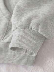 2025 HoodiesWomen's Slogan Print Thermal Lined Casual Loose Fit Hoodie Sweatshirt, Autumn/WinterLoose And Comfortablewinter Clothes For Women - 淺灰色 - 查看 3