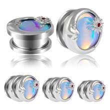 1PC Stainles Steel Flash Moon Ear Gauges Spider/Swirl/Cross Ear Tunnel Plugs Expanders Shell Earrings Plugs Piercing Body Jewelry - As Shown - View 42