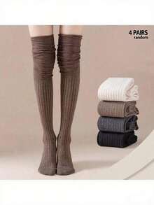 1/2/4 Pairs Over-The-Knee Socks For Women, Long Thigh High Stockings For Spring, Summer, Autumn, Winter, Maternity, Non-Slip