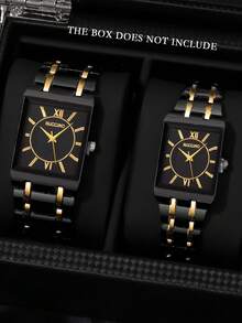 2pcs Fashionable Business Gentleman Men's Versatile Round Face Steel Strip Quartz Watch, Suitable For Couples' Weddings, Parties, Travels, And Daily Wear, Is The Best Gift For Men Or Women.