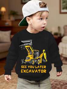 KID0042025 New Boys' Cool Forklift Graphic Sweatshirt, Casual Round Neck Pullover for AutumnWinter Daily Wear - Negro - Ver 1
