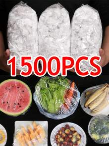 1500pcs Extra Large Plastic Wrap Covers - Stretchable & Reusable Elastic Food Covers For Bowls Elastic Plate Covers For Kitchen Food Saver Bag - Multicolor - View 1
