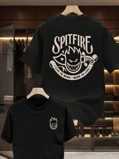 Camiseta gráfica para hombres diseño de llama Spitfire adecuada para uso diario 100% algodón unisex ideal para regalos