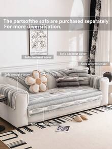 1pc Rabbit Fur Sofa Cushion Cover, Tie-Dye Striped, Thick & Warm For Winter, Anti-Slip & Anti-Scratch Sofa Protector, Ins Style