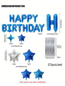 Bộ 27 bóng bay sinh nhật và rèm tua rua, trang trí tiệc sinh nhật - Nhiều màu - Xem 9