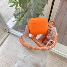 钥匙扣、挂绳简约橙色腕带耳机盒兼容 Pro 第 1/2/3/4 代蓝牙保护套 - 橘色 - 查看 3