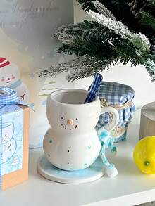 12盎司陶瓷雪人围巾杯，可爱的节日咖啡杯，适合舒适的冬季热巧克力、咖啡、牛奶、拿铁、摩卡、卡布奇诺、圣诞家居装饰、节日餐具、圣诞礼物 - 彩色 - 查看 10