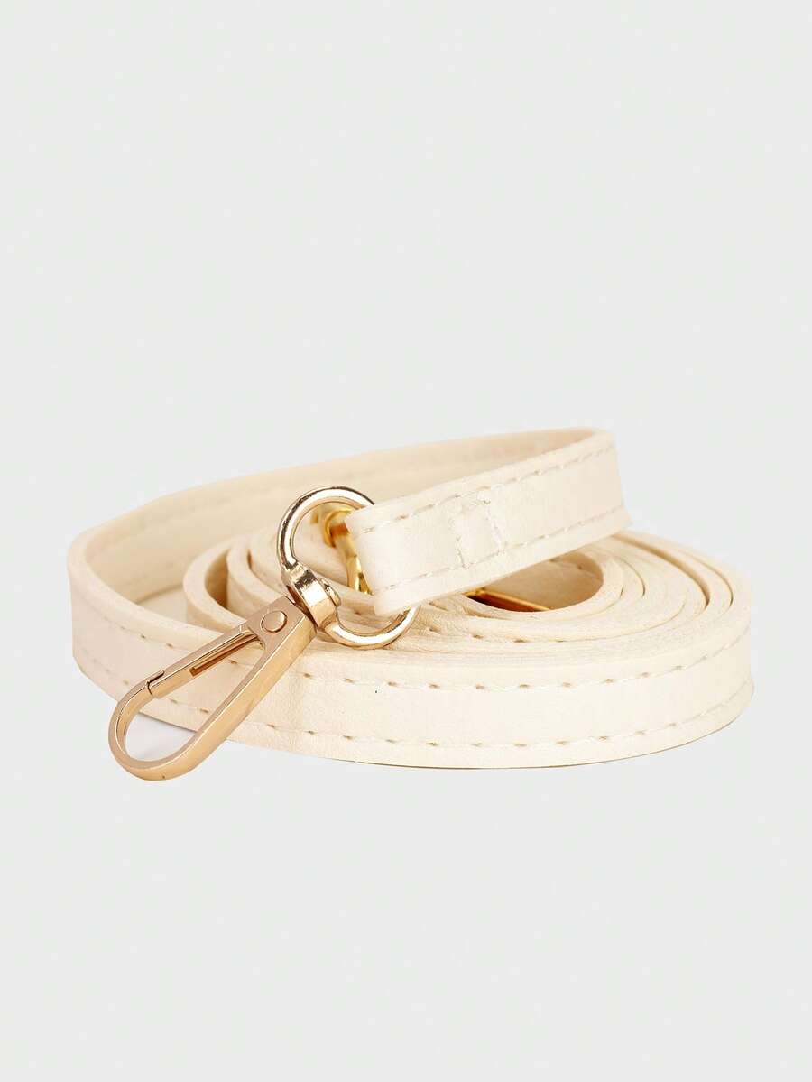 1pc PU Leather Casual Minimalist Solid Color Adjustable Bag Strap - Beige - View 1