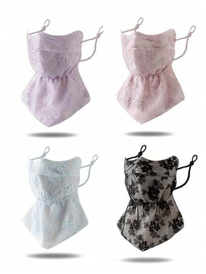 Autumn/Winter Warm Lace Face , Women's Ear-Hanging Face , Double-Layer Windproof, Neck Protection, Scarf Style, Windproof And Warm, Breathable