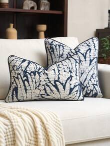 1 vỏ gối trang trí dệt jacquard dày dặn (không kèm ruột gối), vỏ gối dệt jacquard dày dặn, hiện đại, thời trang, phù hợp cho trang trí nhà cửa hàng ngày, ghế sofa, giường ngủ, mọi mùa. - Xanh và trắng - Xem 3