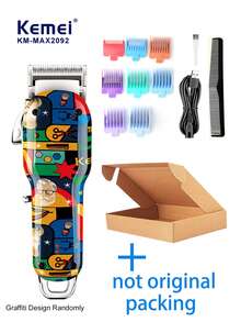 Kemei KM-MAX2092 电动理发器专业理发剪发机无线涂鸦设计理发器男士理发或家用礼物送男友生日