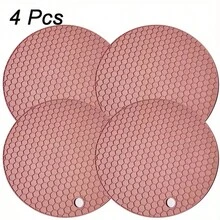 1/4pcs Heat Insulation Round Honeycomb Silicone Placemat - Non-Slip Pot Holder, Easy To Clean, High Temperature Resistant Table Mat - For Home Kitchen Dining Table Decor - Suitable For Everyday Use - Perfect Gift For Housewarming - Multicolor - View 13