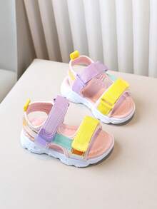 1 Pasang Sandal Pantai Warna-warni untuk Anak Perempuan, Sepatu Pantai Luar Ruangan Modis Musim Panas dengan Ujung Terbuka dan Sol Lembut Anti Selip untuk Anak Perempuan - Berwarna merah muda - View 4