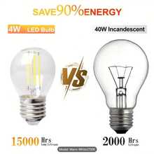LIGHT HOUSE 2-6 件透明玻璃 G45 复古装饰 LED 灯泡,220V-240V,4W-6W,2700K 暖白光,仿古 LED 灯丝灯,育儿室浸入式 LED 灯,魔杖灯,甲板灯,万圣节浸入式 LED 灯,小球形灯泡,4.5 厘米 X 6.79 厘米,E14/E27 底座可选(不可调光),适用于家用 LED 灯泡 - 黃色 - 查看 8