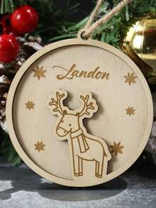 Adornos personalizados para el árbol de Navidad, decoraciones navideñas personalizadas, adornos de madera de doble capa con nombre personalizado, bolas de Navidad de madera, regalos de Navidad para los nietos, personalizables, regalos de Navidad, Feliz Navidad, Navidad, decoración navideña, árbol de Navidad/muñeco de nieve/reno, familia, niños, niño