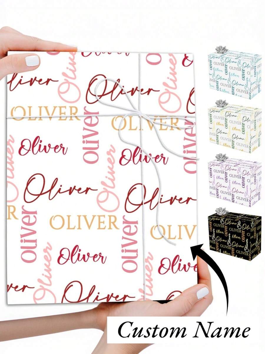 1pc Customized Wrapping Paper, Personalized Gift Wrapping Paper With Patterns And Text, Christmas Wrapping Paper, Fun Christmas Customized Gift, Party Wrapping Paper, Holiday Wrapping Paper, Wrapping Paper, Christmas Gift, Santa Claus, Santa Hat, 42*60cm, Gift For Him/Her - Style 6 - View 1