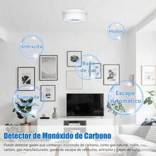 LUHI 2PCS Detector de Humo, Detector de Monóxido de Carbono,Sirena inalámbrica con Pantalla Digital y Alarma Sonora, Ideal para oficinas, dormitorios, cocinas, baños, etc.(2 piezas) - 1 - Ver 4