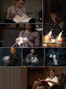 1pc LED Neck Light, USB Rechargeable, 3 Brightness Levels, 360° Rotatable Reading Light, Suitable For Night Reading, Running, Fishing, Camping, Etc.