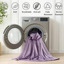 Sofa Blanket Living Room Cover SetFleece Blanket Twin Size, Soft Cozy Twin Blanket, Fuzzy Flannel Blanket Bed, Sofa, Couch, Travel, Camping, 60 X 80 Inches - 霧紫 - 查看 9