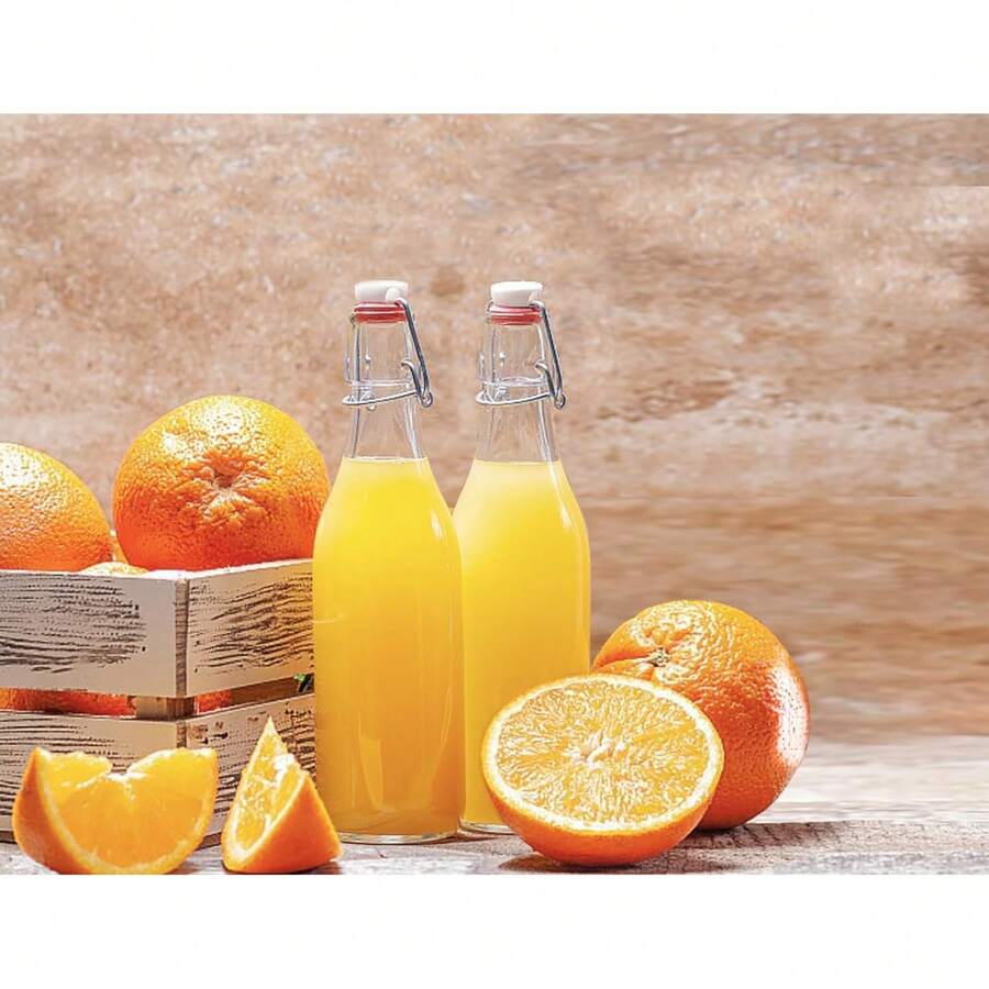 DIOZYRA Paquete de 8 botellas de vidrio con tapa abatible,Botellas de cerveza de vidrio con sello de gomaético Botellaética para cerveza,kombucha,kefir,extracto de vainilla(16OZ / 500ml) - 8 oz / 250 ml - Ver 1