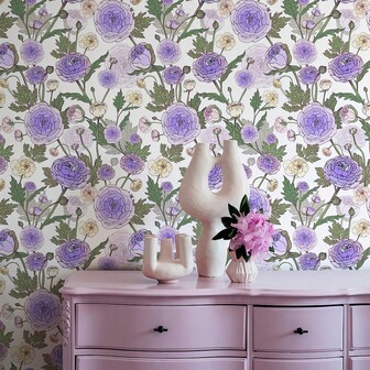 1 件 3 米花朵墙壁背景墙纸，防水家具覆盖家居装饰自粘花卉壁纸，适用于客厅