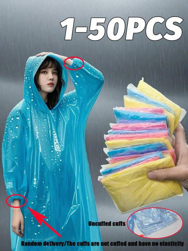 Capa de chuva descartável resistente com capuz à prova de vento, poncho portátil à prova d'água, 20 peças, para viagens e atividades ao ar livre - 14/10/7/5/3 peças, transparente e 1 peça, itens descartáveis para viagem, itens essenciais para hotéis, itens essenciais para atividades ao ar livre, itens para quarto, mini itens descartáveis para viagem, itens para menstruação, acessórios para banheiro