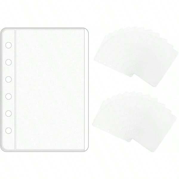 NatSumeBasics 24 A7 Binder Pockets Zipless Cash Envelopes Frost PVC 3" X 5" Sheet Protectors For 6-Ring Planner Inserts Photos Cards Bills Organizer (A7 24pcs)24 A7 Binder Pockets Zipless Cash Envelopes Frost PVC 3" X 5" Sheet Protectors For 6-Ring Planner Inserts Photos Cards Bills Organizer (A7 24pcs)