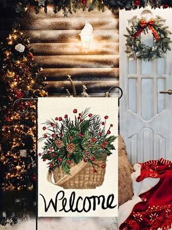 1 件装，欢迎花园旗，双面户外旗，冬季圣诞农舍装饰旗，防水旗，家居装饰，户外装饰，庭院装饰，花园装饰，庭院装饰，草坪装饰