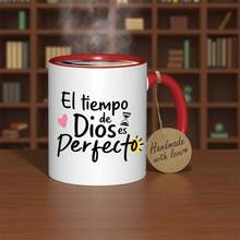 Spanish Proverb Mug "God's Time Is Perfect" (El Tiempo De Dios Es Pereo) - Spanish Phrase Coffee Cup With English Translation, Handmade-Look Cup For Tea/Cocoa, Reusable Gift For Spanish Speakers, Holidays, Birthdays & Faith-Based Gifts, Fathers Day, Fathers Day Gift, Coffee Mug, Coffee Mugs, Retirement Gifts For Women, Mother Of The Groom, Funny Coffee Mugs, Mugs With Funny Sayings, Fathers Day Mug, Fathers Day Gift For Dad, Father Day Gifts, Cups And Mugs, Birthday Gifts For - 紅色 - 查看 4