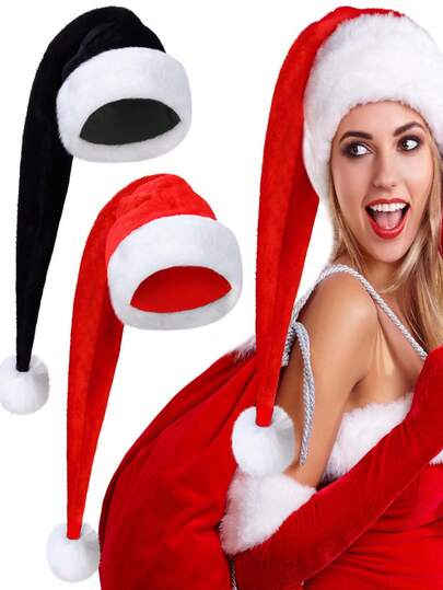 1 pieza Gorro de Papá Noel extra largo, suave y delicado al tacto, ¡con un calor excelente! Perfecto para fiestas navideñas, paseos festivos por la calle o reuniones familiares cálidas, ¡agrega un toque festivo. Perfecto para Halloween, Navidad, San Valentín, Acción de Gracias o cualquier otra ocasión, este sombrero de peluche es un gran regalo para sus seres queridos, amigos y familiares. Seguramente traerá alegría, amor, calidez y felicidad a su corazón.